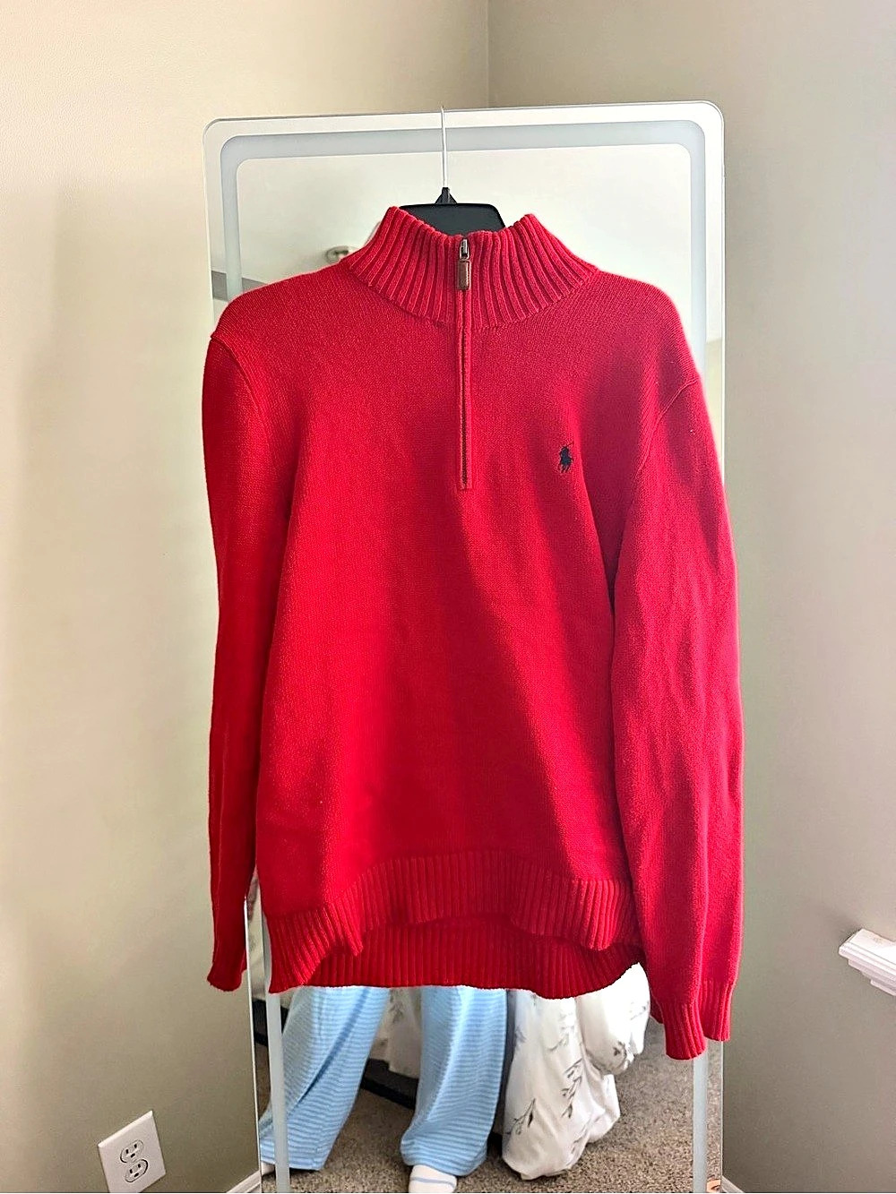 Polo by Ralph Lauren Red Cotton Quarter-Zip Sweater